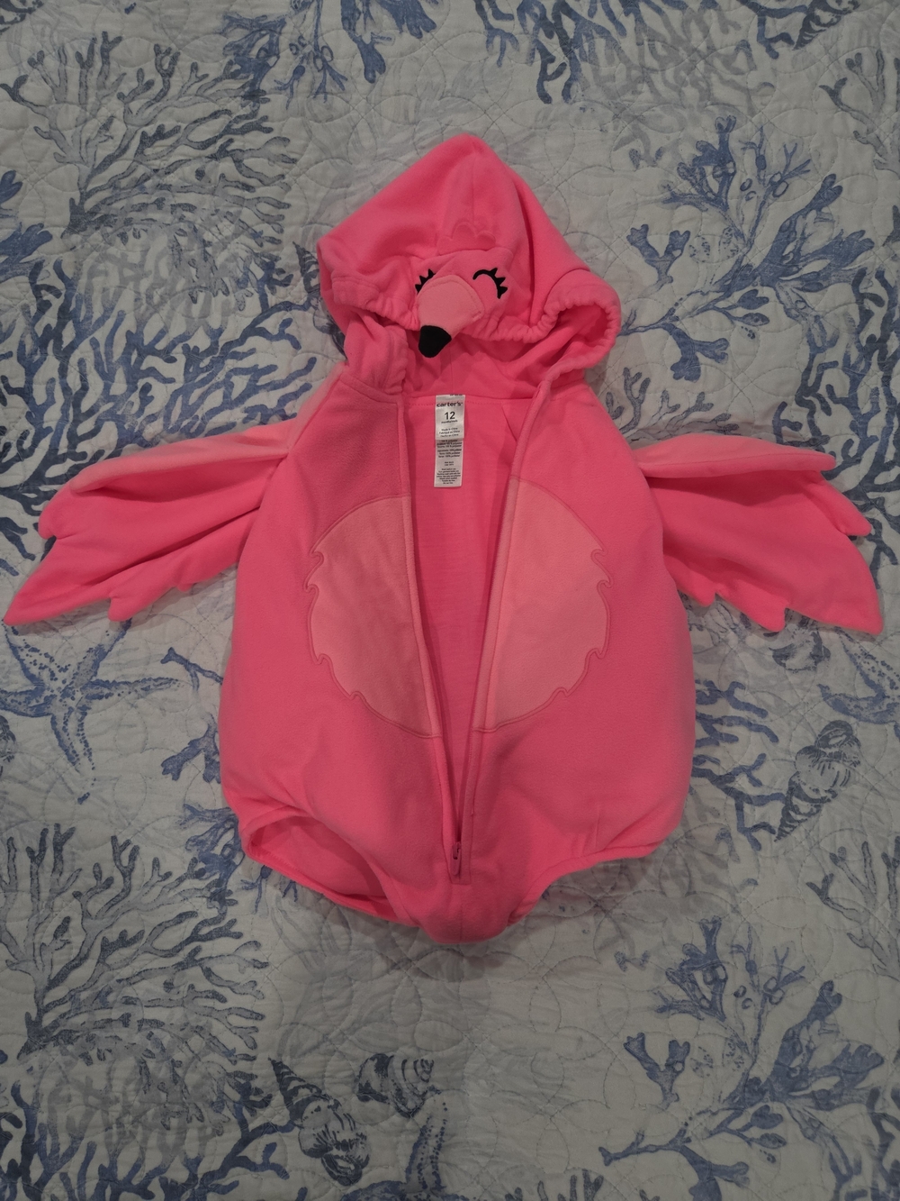 Carter's Bright Pink Flamingo Hooded One-Piece
